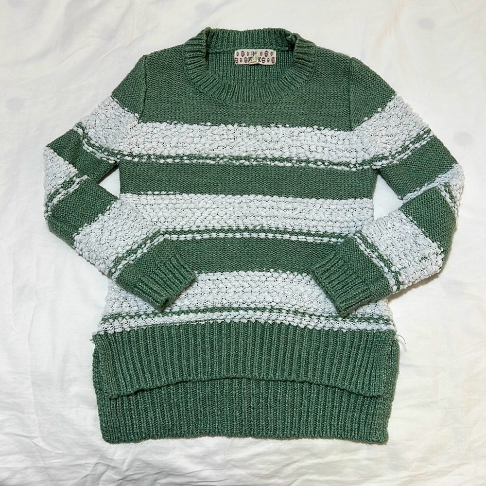🌙Pink Republic Green/White Stripe Sweater